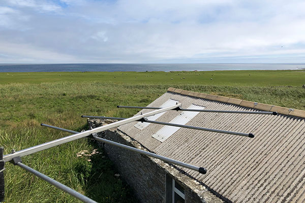photo of aerial against North Ronaldsay background
